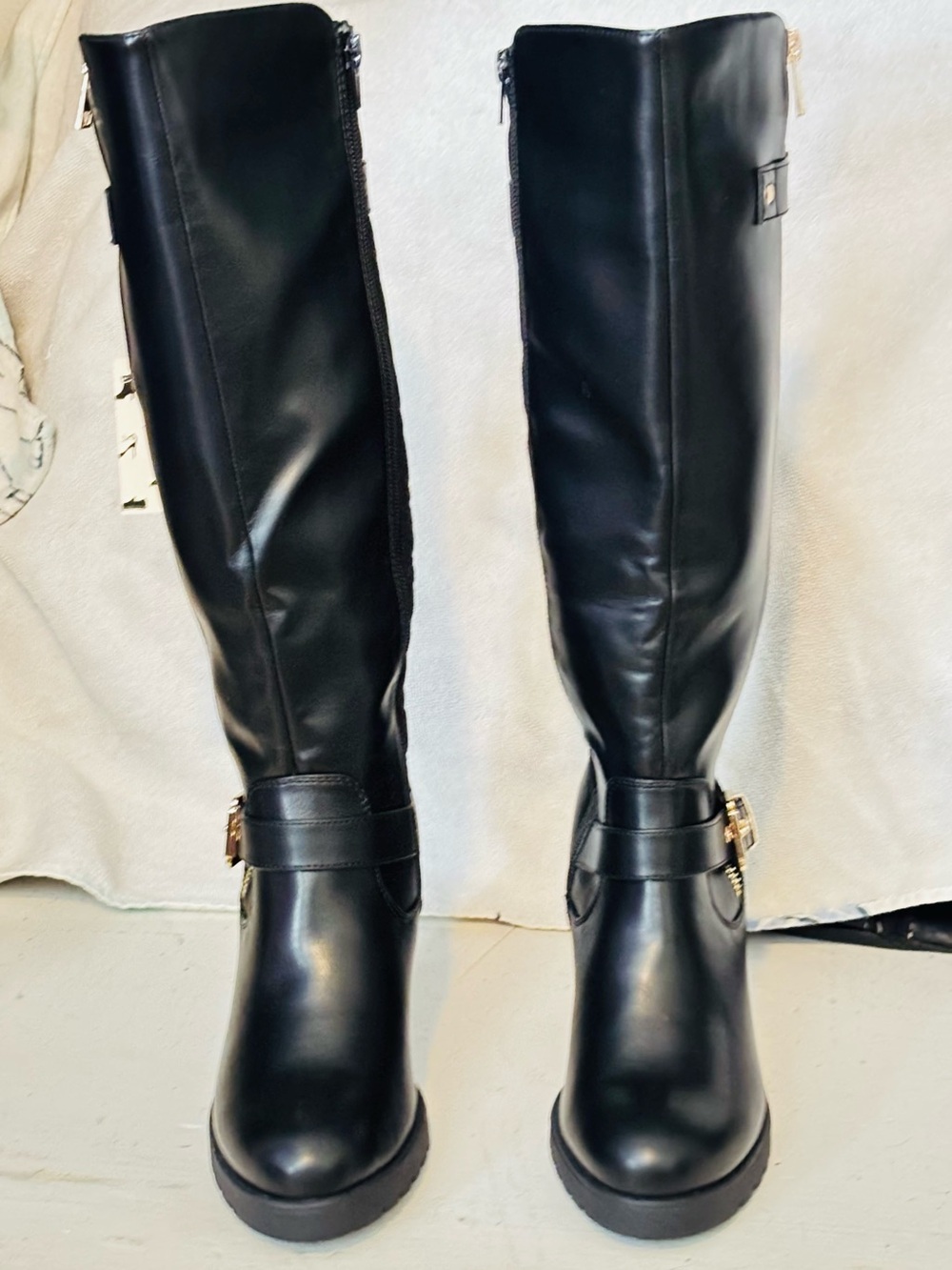 Classic Black Over-The-Knee Buckle Boots